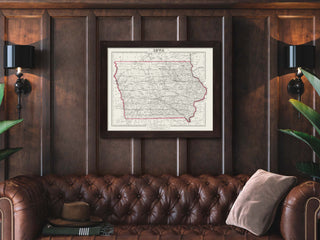 antique iowa state map