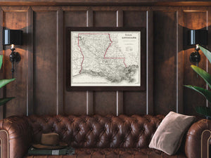 Framed Vintage map of Louisiana