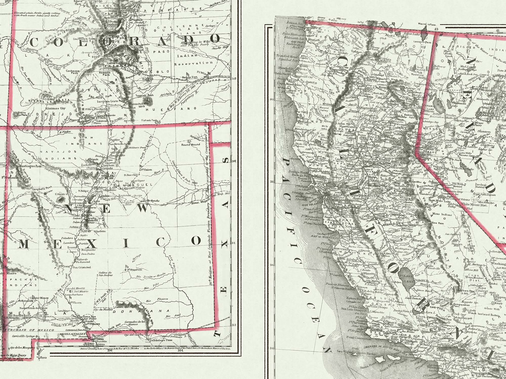 Detailed west coast map