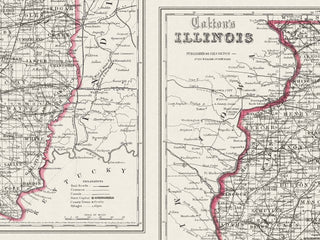 Detail shot  of Vintage Illinois State Map