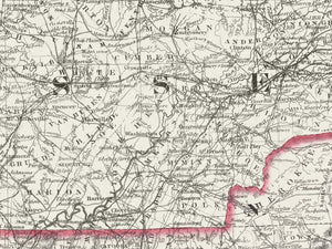 Detail shots of vintage Kentucky and Tennessee State Map 