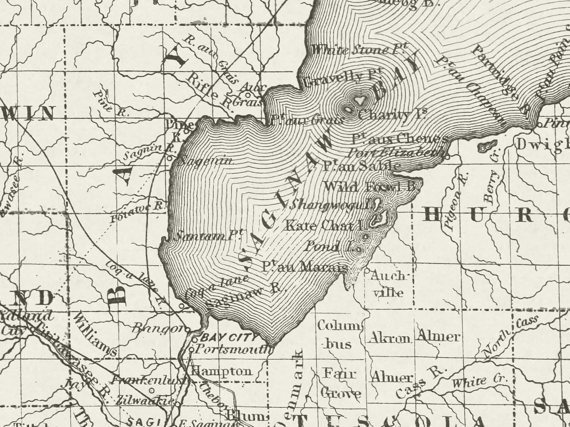 Detail shot of historical Michigan State Map