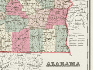 alabama county map with roads