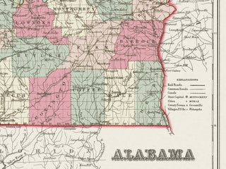 alabama county map with roads