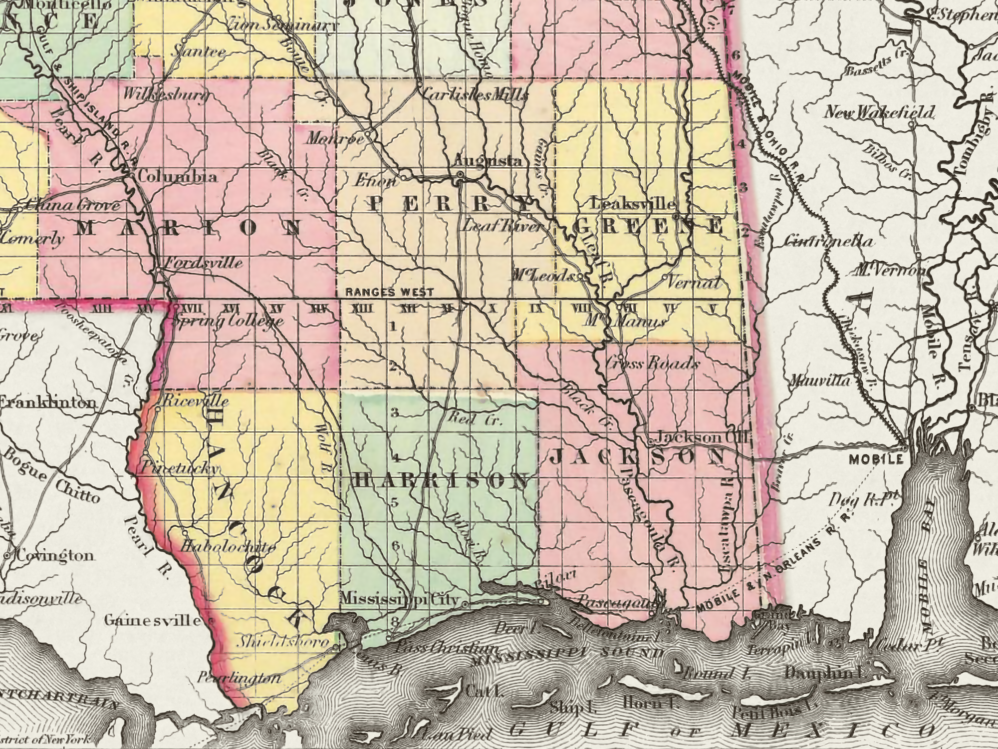 Historical Mississippi Map