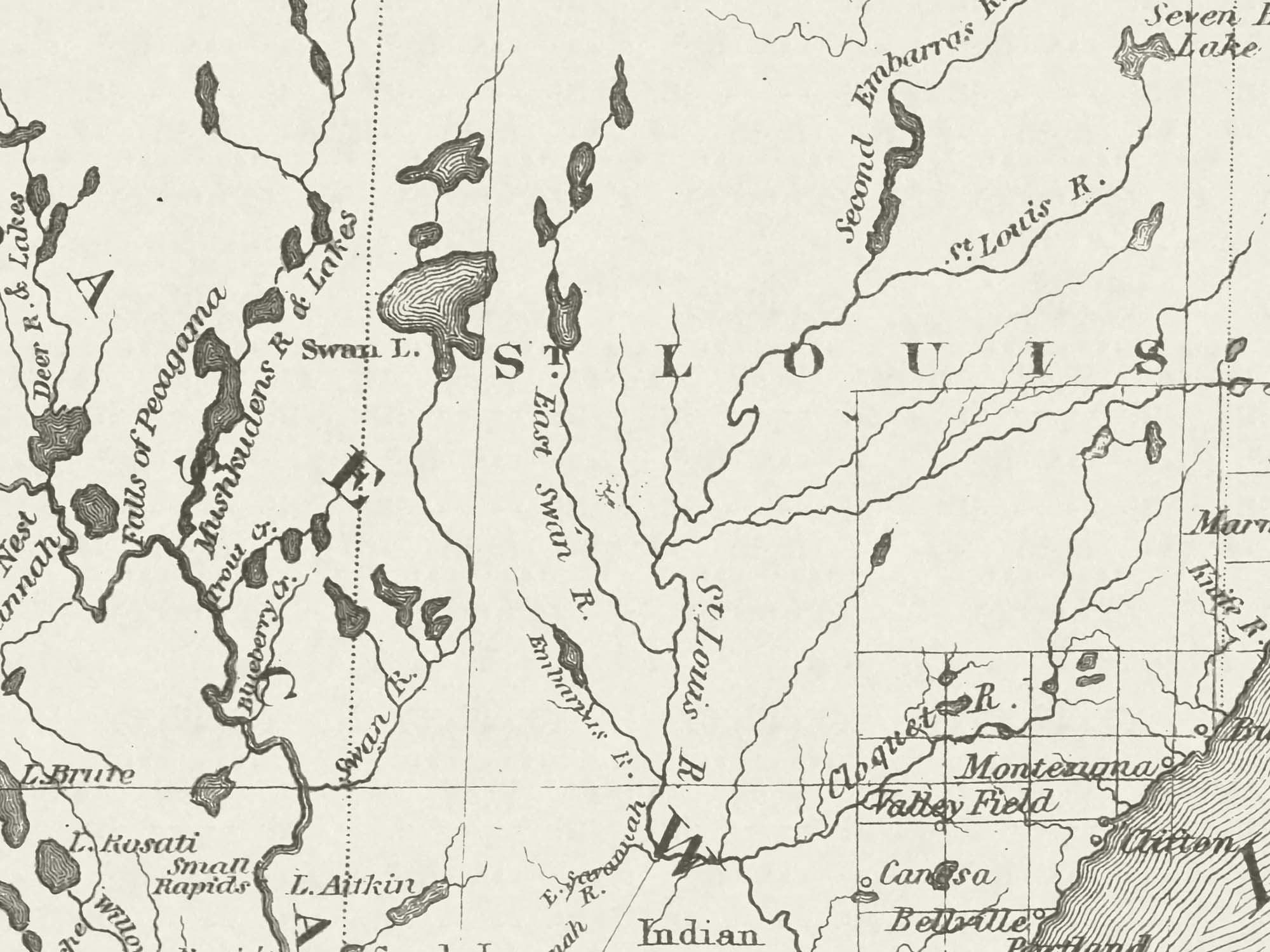 Detail of a historical Minnesota State Map