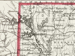 Detail shot of vintage map of Louisiana