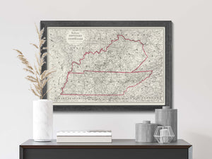 Vintage Kentucky and Tennessee State Map 