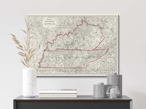 Antique Kentucky and Tennessee State Map 