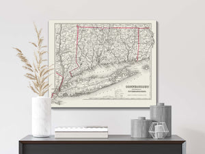 Vintage Connecticut State Map