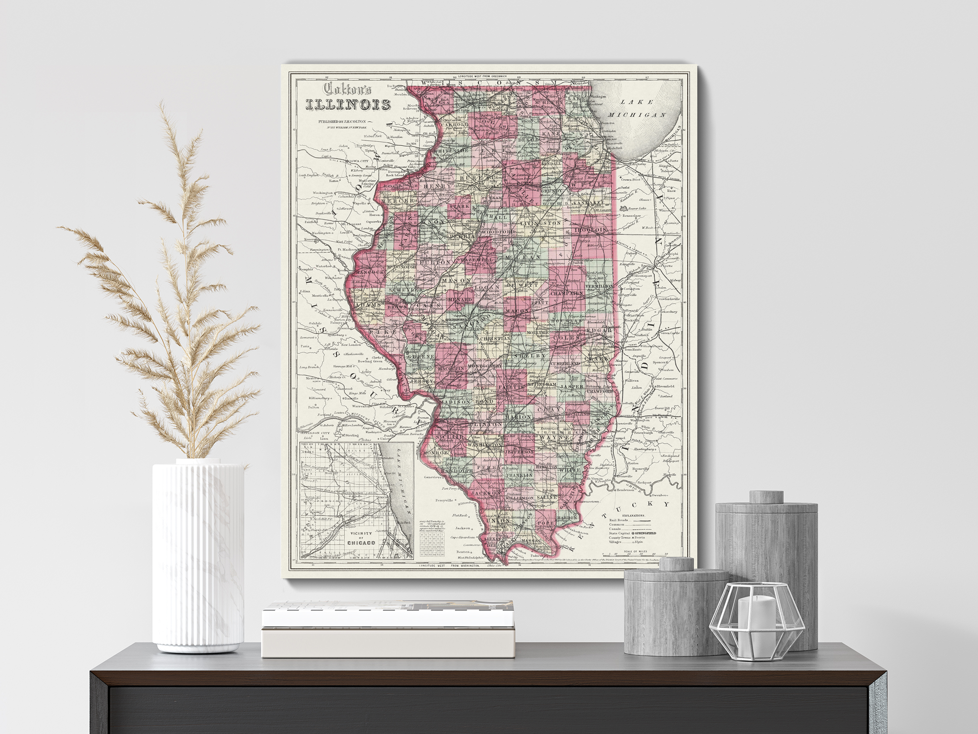 Vintage Illinois Map