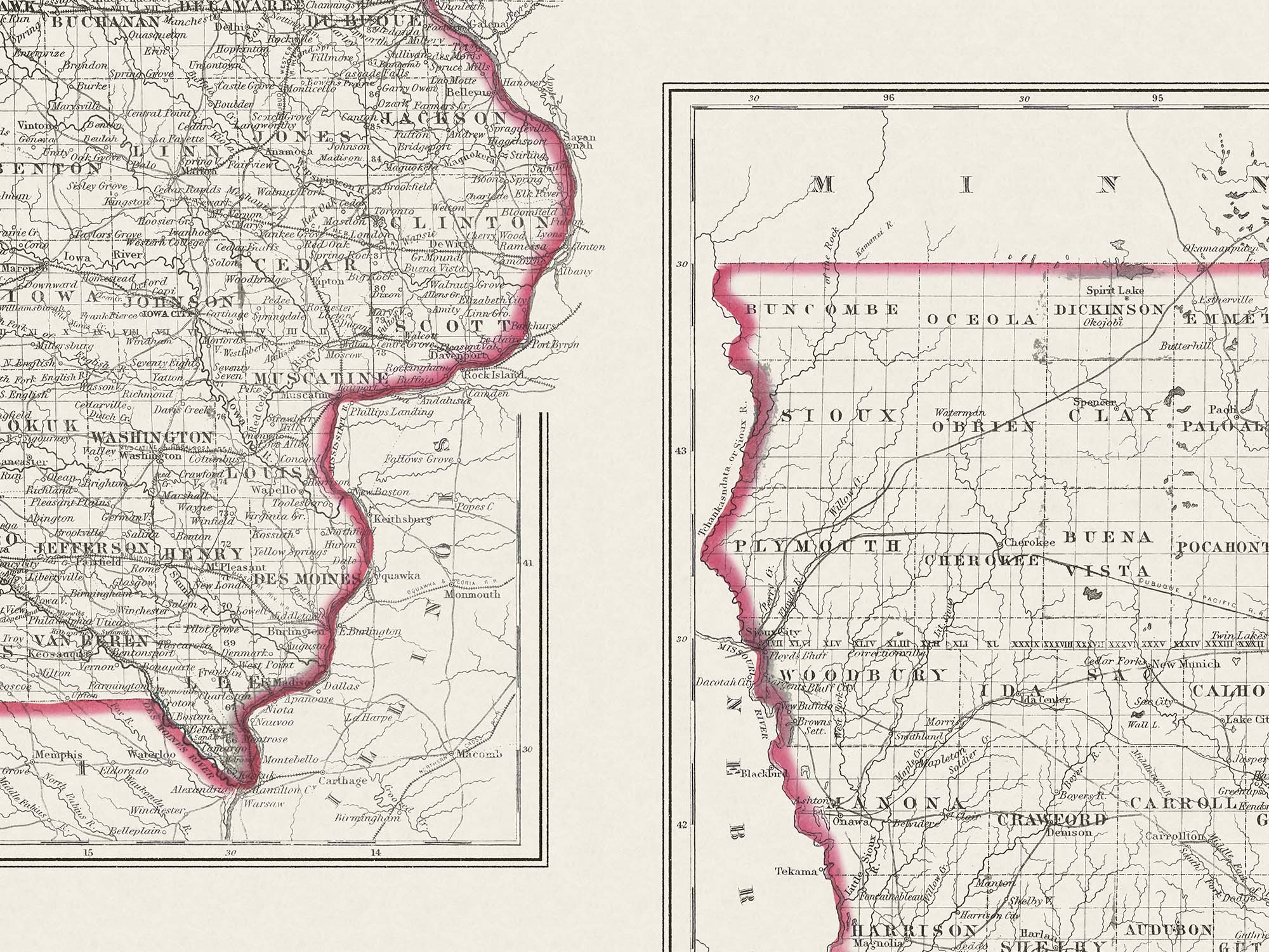 detailed iowa state map