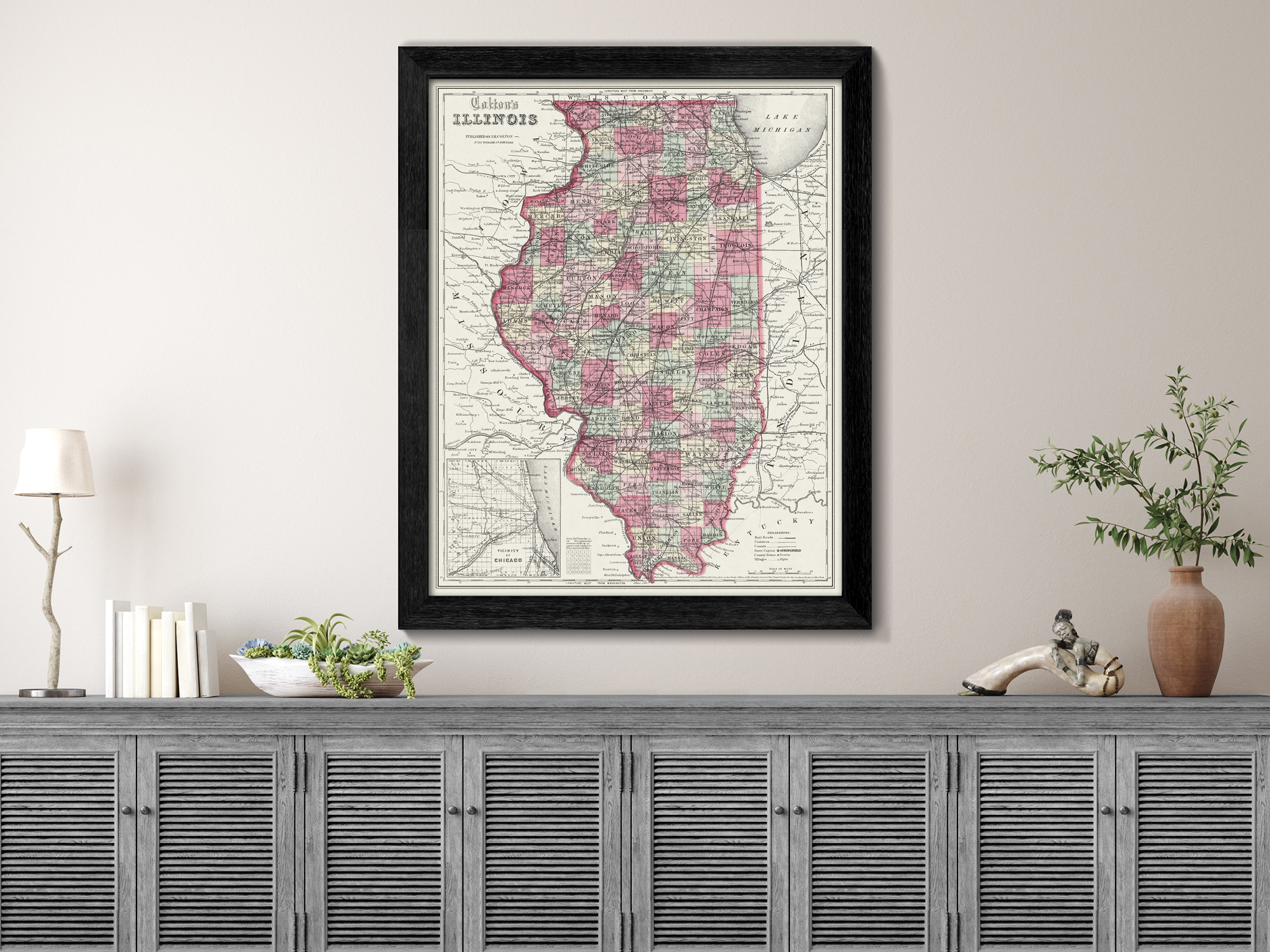 Antique Illinois map